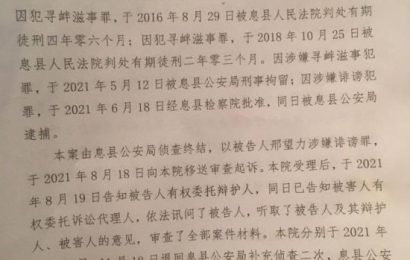 河南省信阳维权人士邢望力涉嫌“诽谤罪”一案庭审纪实